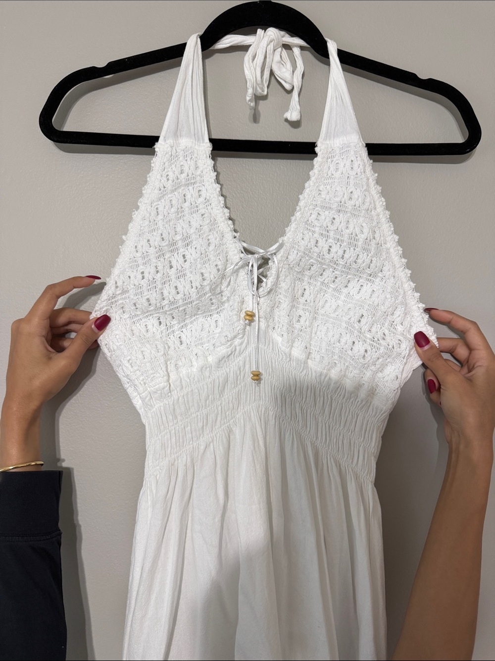 White Crochet Halter Maxi Dress Swim Coverup